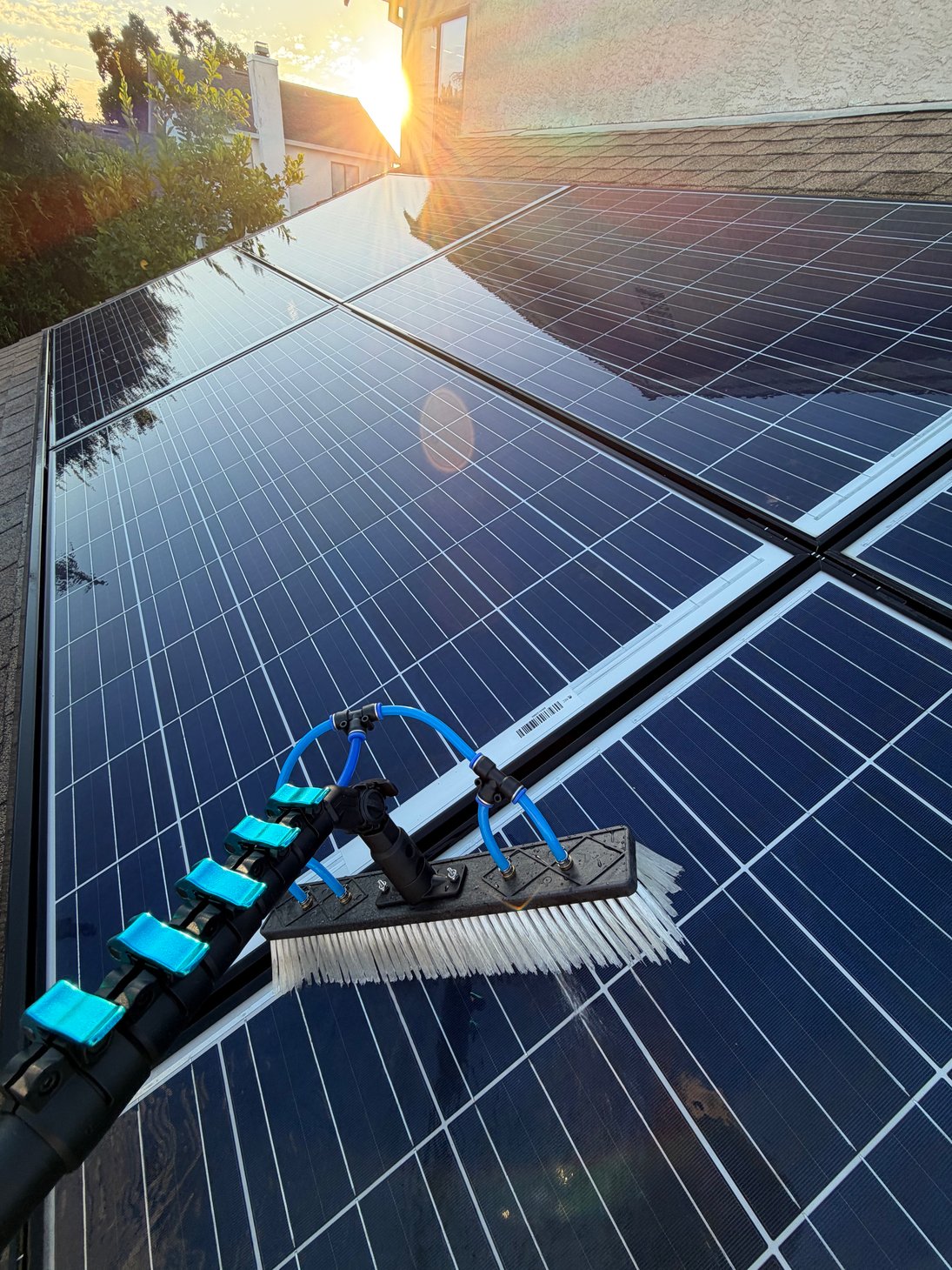 Cleaning in progress — SPC-02 solar panel cleaning project